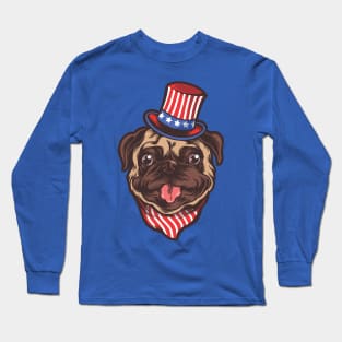 Patriotic Pug Long Sleeve T-Shirt